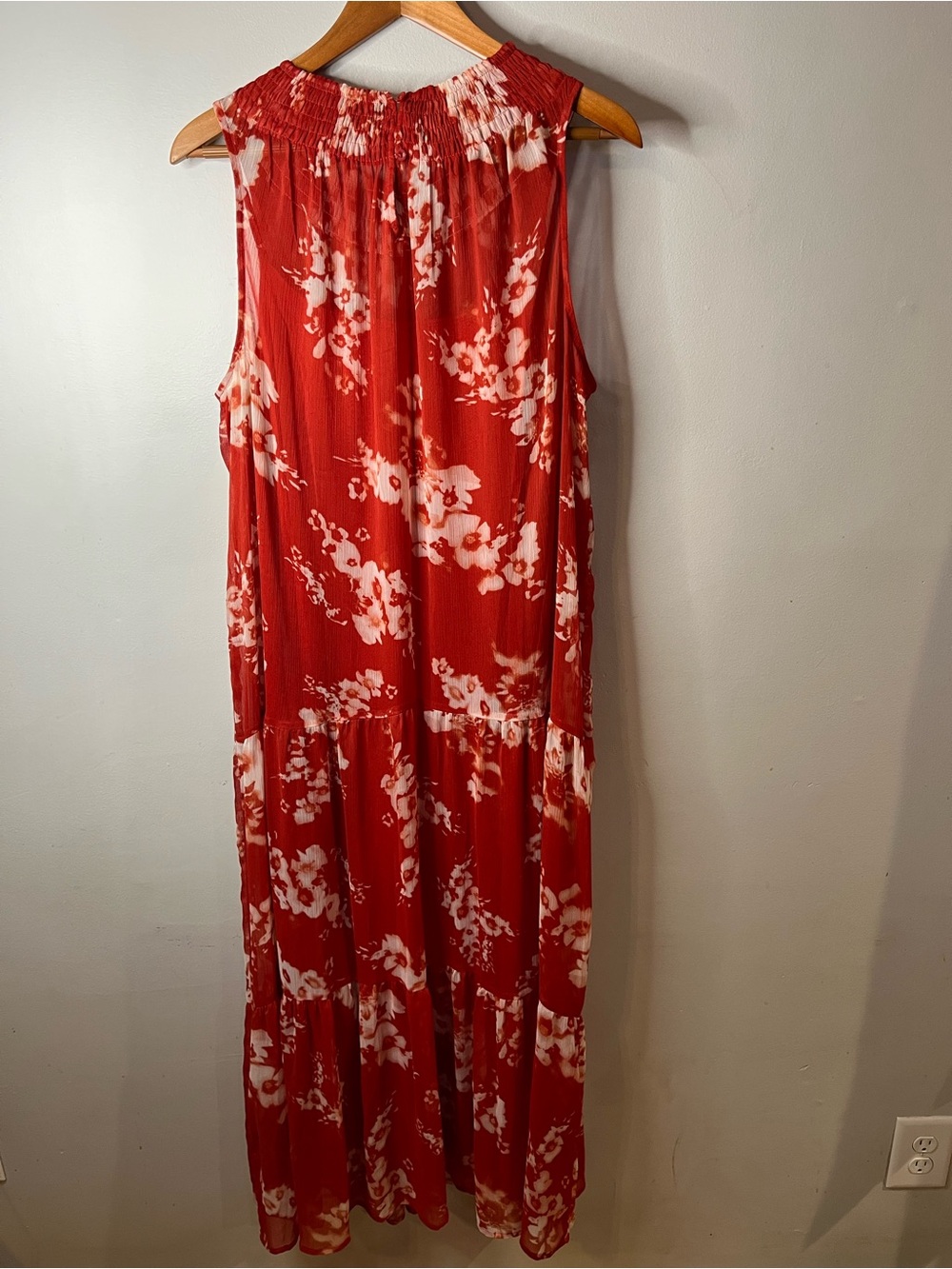 Simply Vera Vera Wang Sleeveless Orange Floral Chiffon Maxi Dress With Slip - Picture 4 of 7